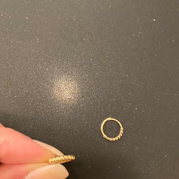 Mejuri 14K Gold Beaded Hoops - Picture 4 of 4